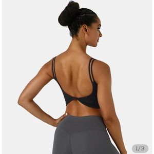 Halara In My Feels Double Straps Backless Twisted Workout Cropped Tank Top